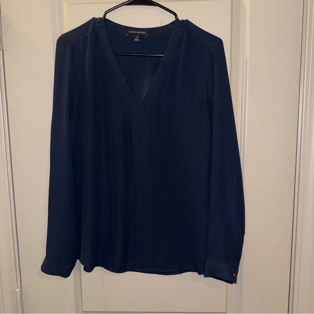Banana Republic Deep Blue V-Neck Blouse